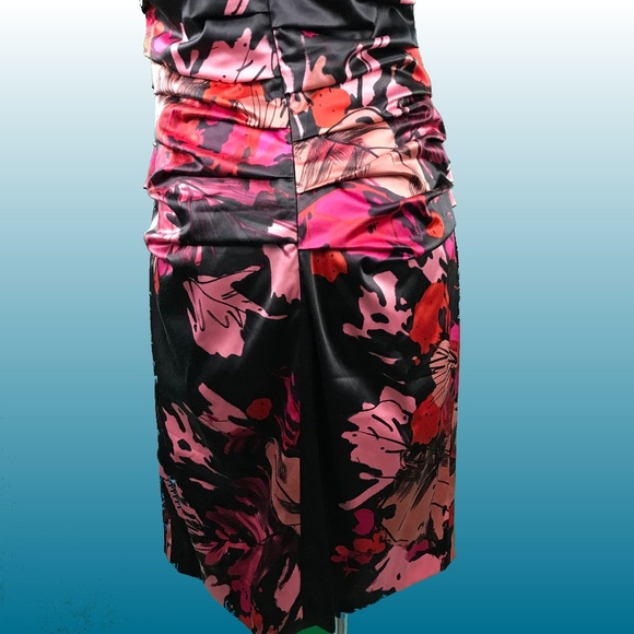 Suzi Chin for Maggy boutique floral ruched dress  lined Made in USA Size 8 - Picture 6 of 8